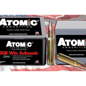 Atomic Ammunition Match Subsonic 308 Winchester Ammo 175 Grain Sierra MatchKing Jacketed Hollow Point Box of 100 - Fast Ship - Polymer80 Depot