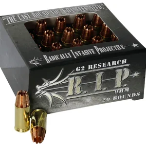 In Stock: G2 Research R.I.P. 9mm Luger Ammo 92 Grain G2 R.I.P. Fragmenting Hollow Point Lead Free Box of 100 rounds - Polymer80 Depot