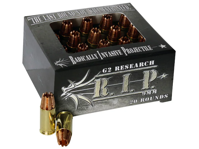 In Stock: G2 Research R.I.P. 9mm Luger Ammo 92 Grain G2 R.I.P. Fragmenting Hollow Point Lead Free Box of 100 rounds In Stock: G2 Research R.I.P. 9mm Luger Ammo 92 Grain G2 R.I.P. Fragmenting Hollow Point Lead Free Box of 100 rounds - Ammunition - Polymer80 Depot